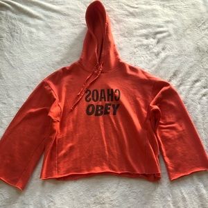 red/orange obey w flare sleeves